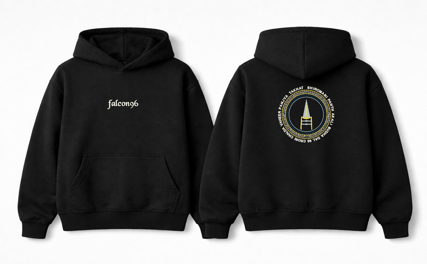 Premium Black Hoodie – “Buddha Dal x Falcon96”